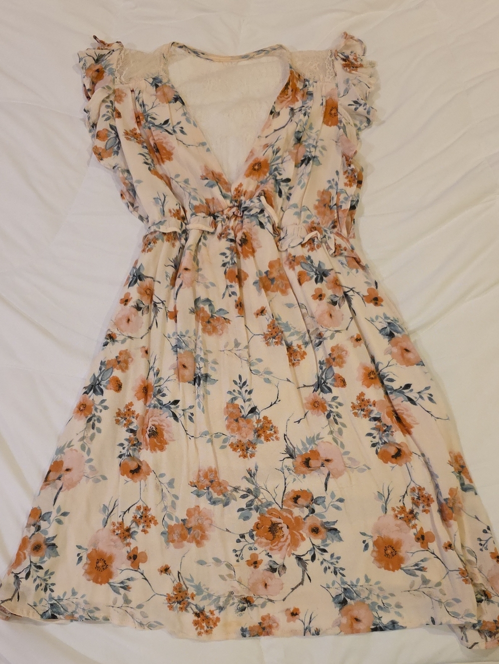 Floral Dress With Lace Back